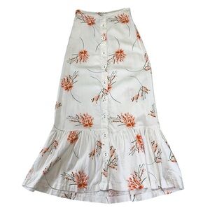 Urban Outfitters Selma Linen Blend Ruffle Button-Through Maxi Skirt Size Small